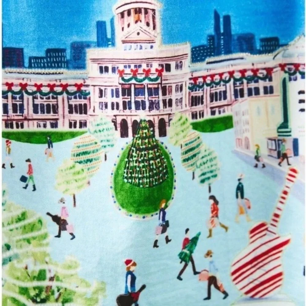 NWT Anthropologie Holiday In the City Austin Christmas Tea Dish Towel